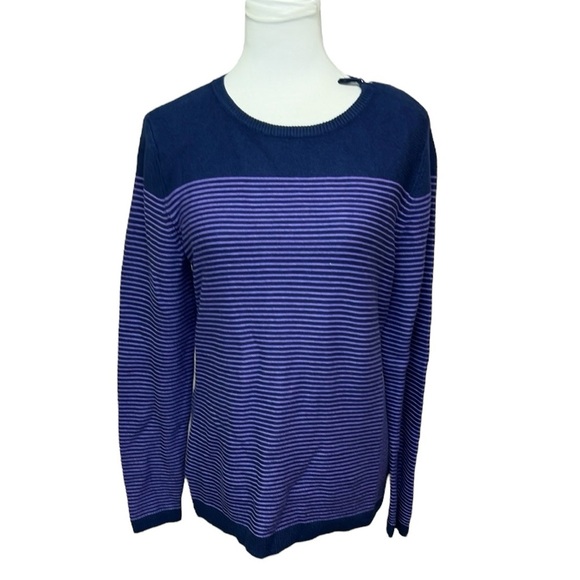 Talbots Striped Blue and Purple Sweater - Picture 1 of 6